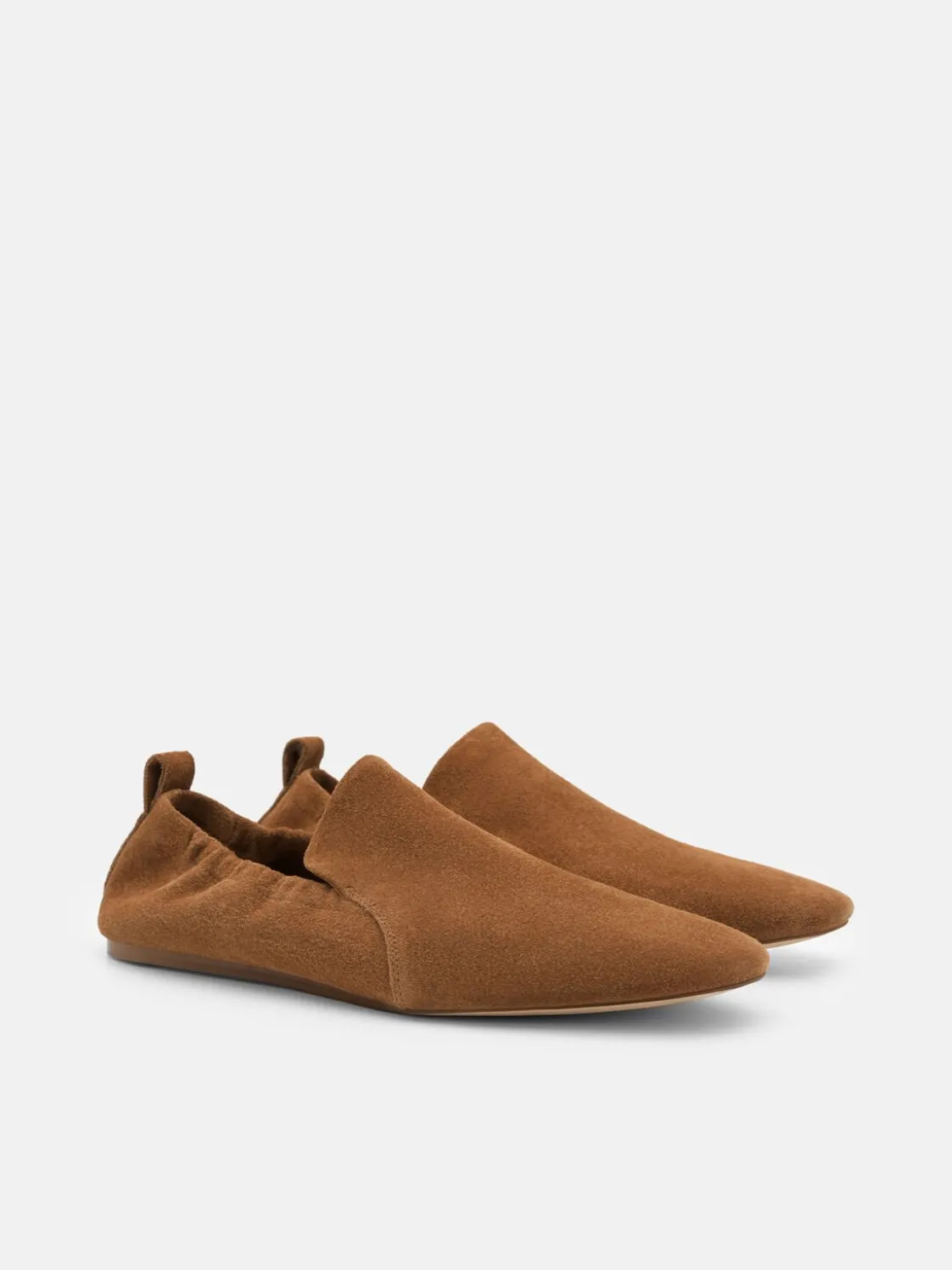 Scrunch Leather Slip-On Flats - Cognac