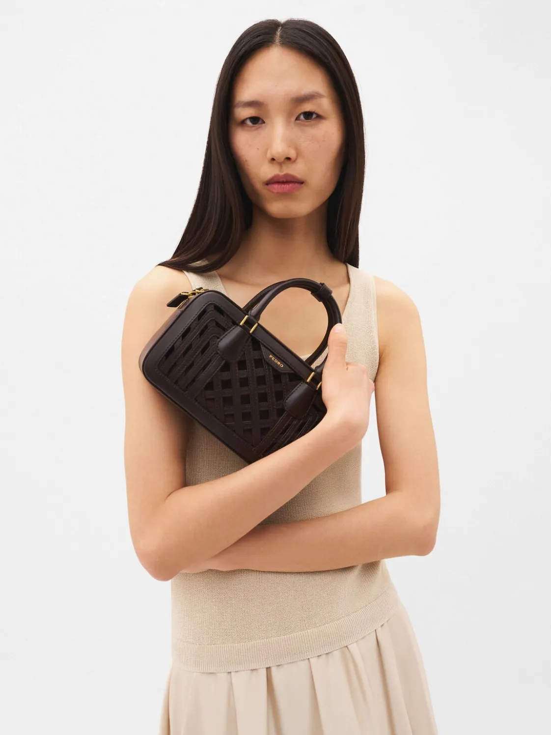 Seren Woven Bowling Bag - Dark Brown