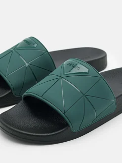 Slide Sandals in Pixel - Dark Green