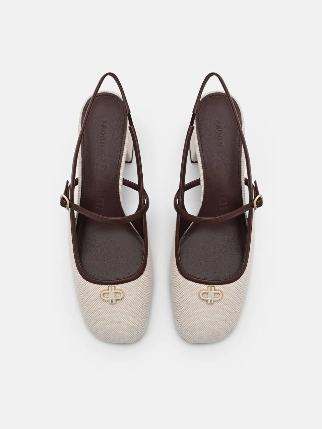 Slingback Heel Pumps - Beige Canvas