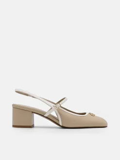 Slingback Heel Pumps - Nude