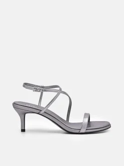 Strappy Heel Sandals - Pewter