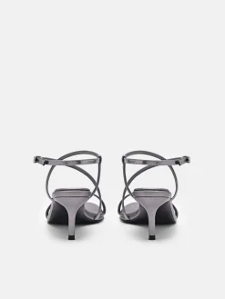 Strappy Heel Sandals - Pewter