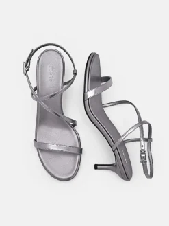 Strappy Heel Sandals - Pewter