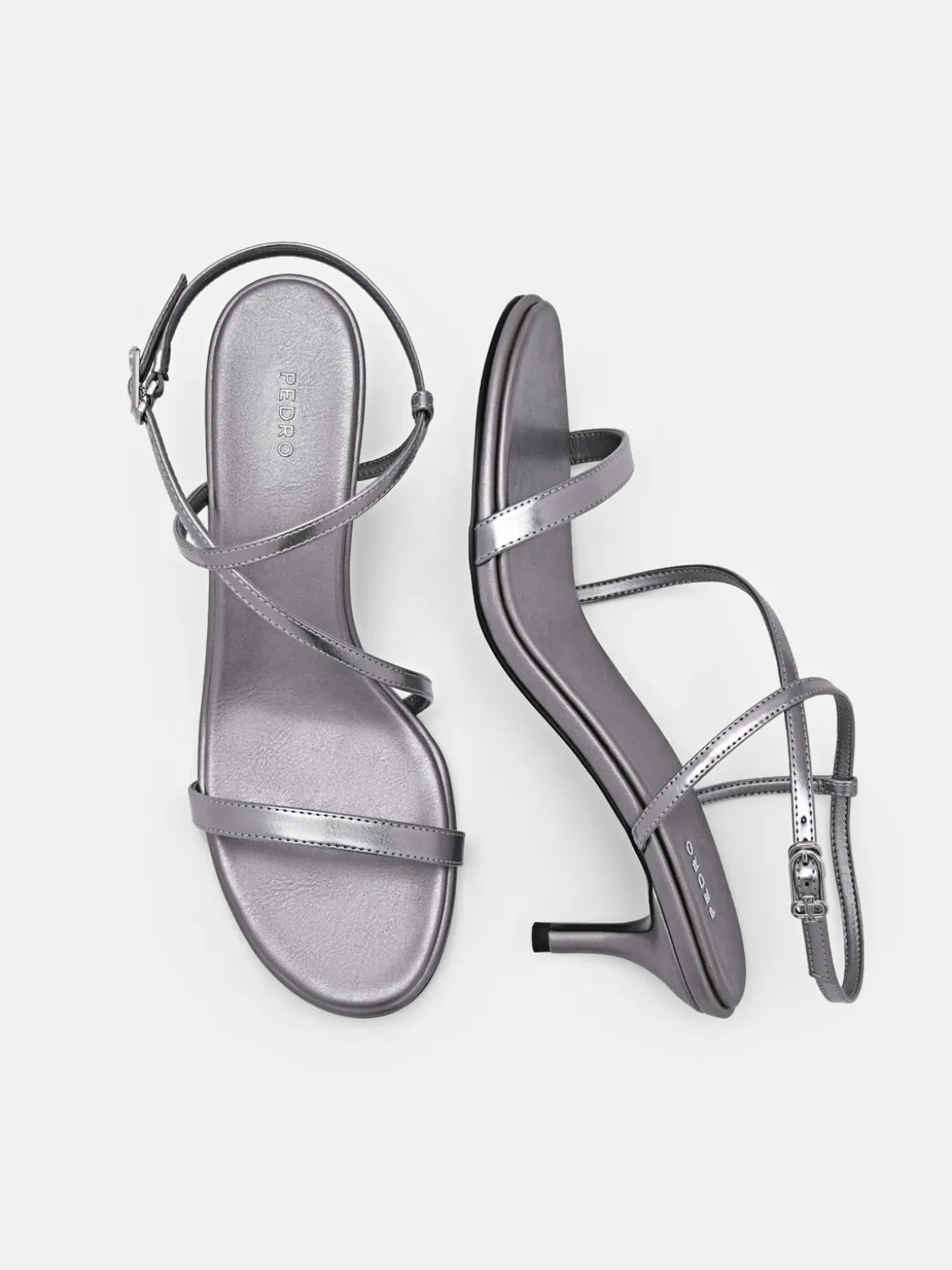 Strappy Heel Sandals - Pewter