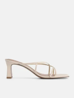 Strappy Toe Loop Heel Sandals - Beige