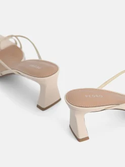 Strappy Toe Loop Heel Sandals - Beige