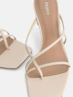 Strappy Toe Loop Heel Sandals - Beige