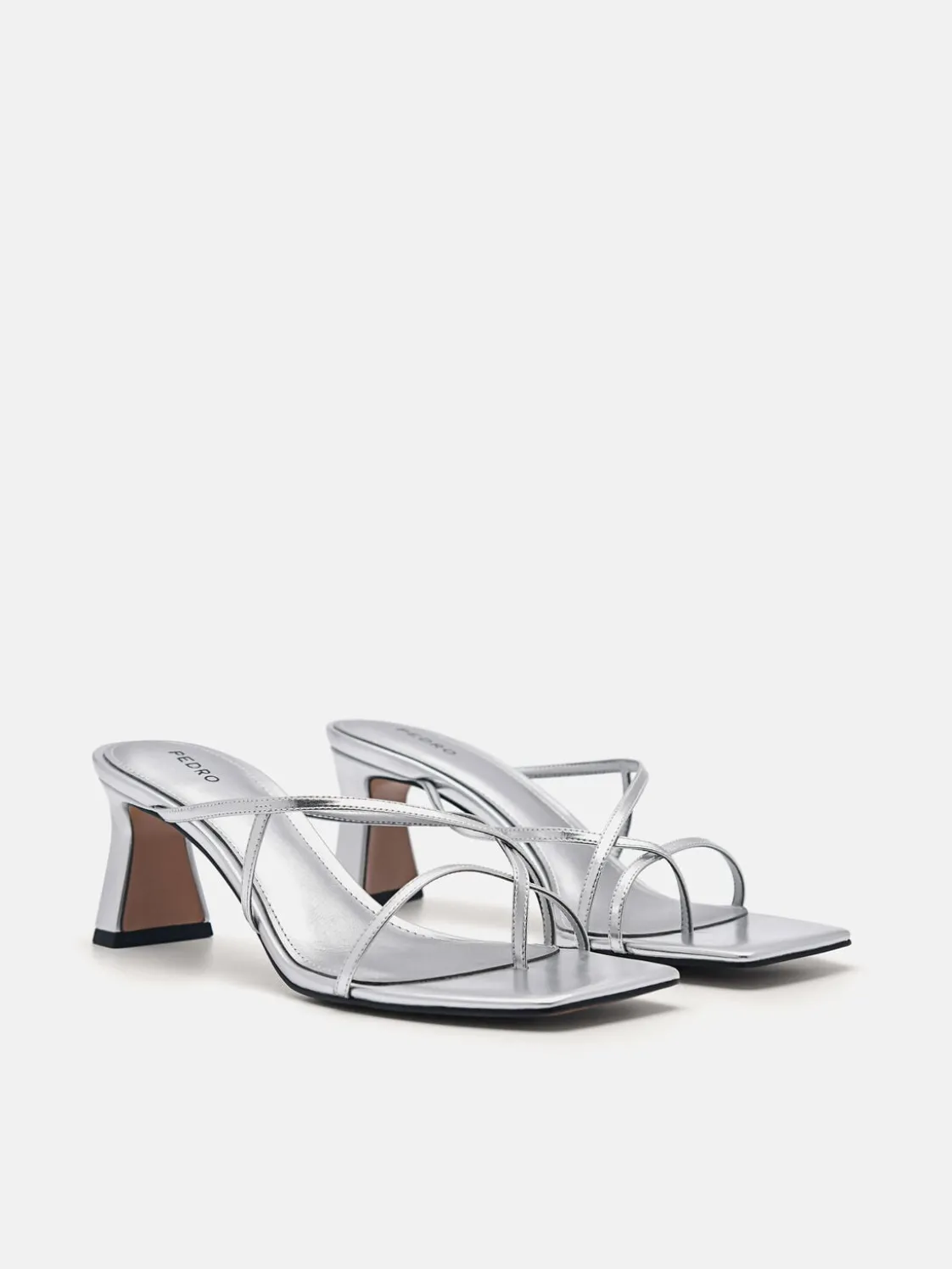 Strappy Toe Loop Heel Sandals - Silver
