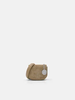 Studded Suede Micro Crossbody Pouch - Sand