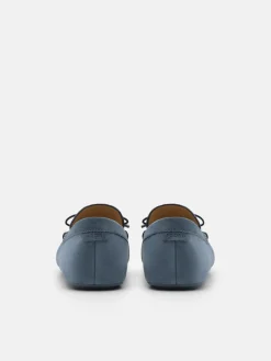 Suede Bow Driving Shoes - Slate Blue