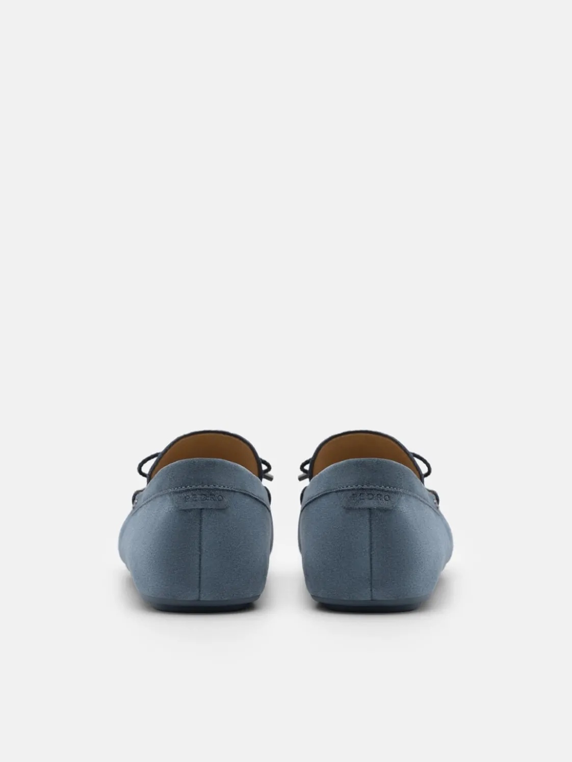 Suede Bow Driving Shoes - Slate Blue
