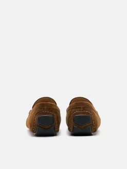 Suede Horsebit Driving Shoes - Brown
