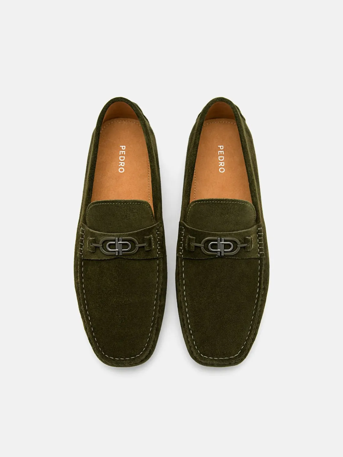 Suede Horsebit Driving Shoes - Military Green