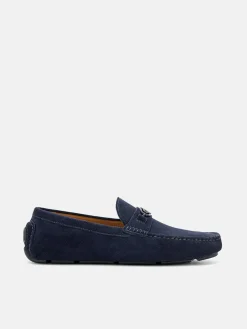Suede Horsebit Driving Shoes - Navy