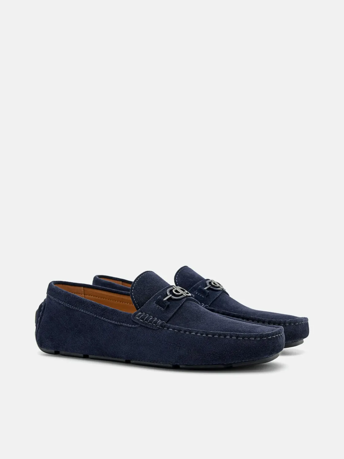Suede Horsebit Driving Shoes - Navy