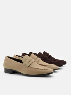 Suede Penny Loafers - Dark Brown