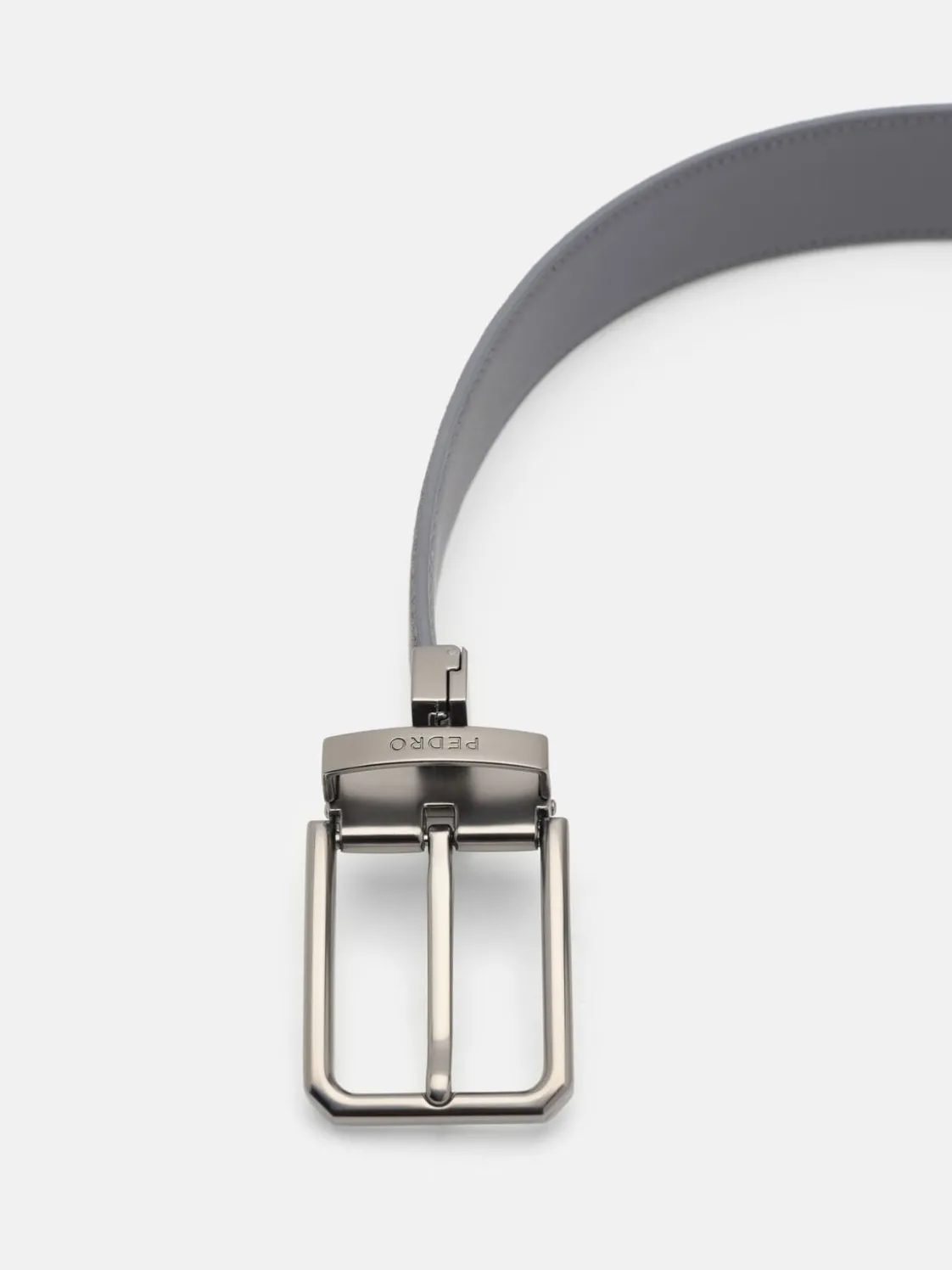 Suede Reversible Pin Belt - Grey