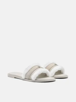 Suede Slide Sandals - Chalk