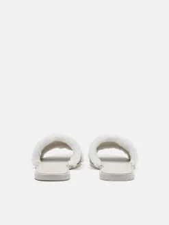 Suede Slide Sandals - Chalk