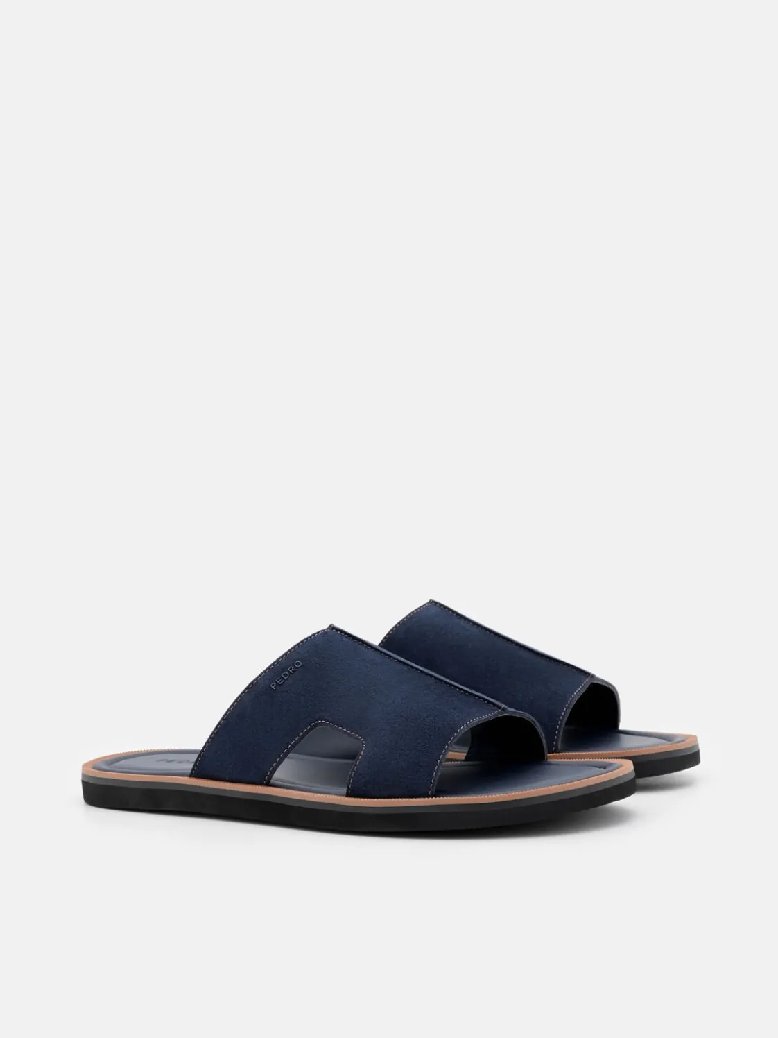 Suede Slide Sandals - Navy Suede