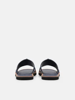 Suede Slide Sandals - Navy Suede