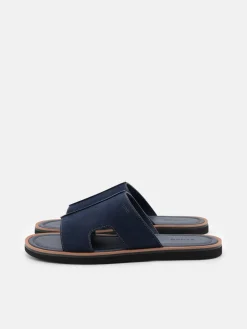 Suede Slide Sandals - Navy Suede