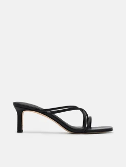 Sydney Leather Heel Sandals - Black