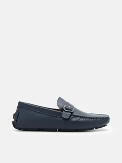 Taper Leather Driving Shoes - Navy