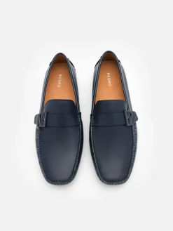 Taper Leather Driving Shoes - Navy