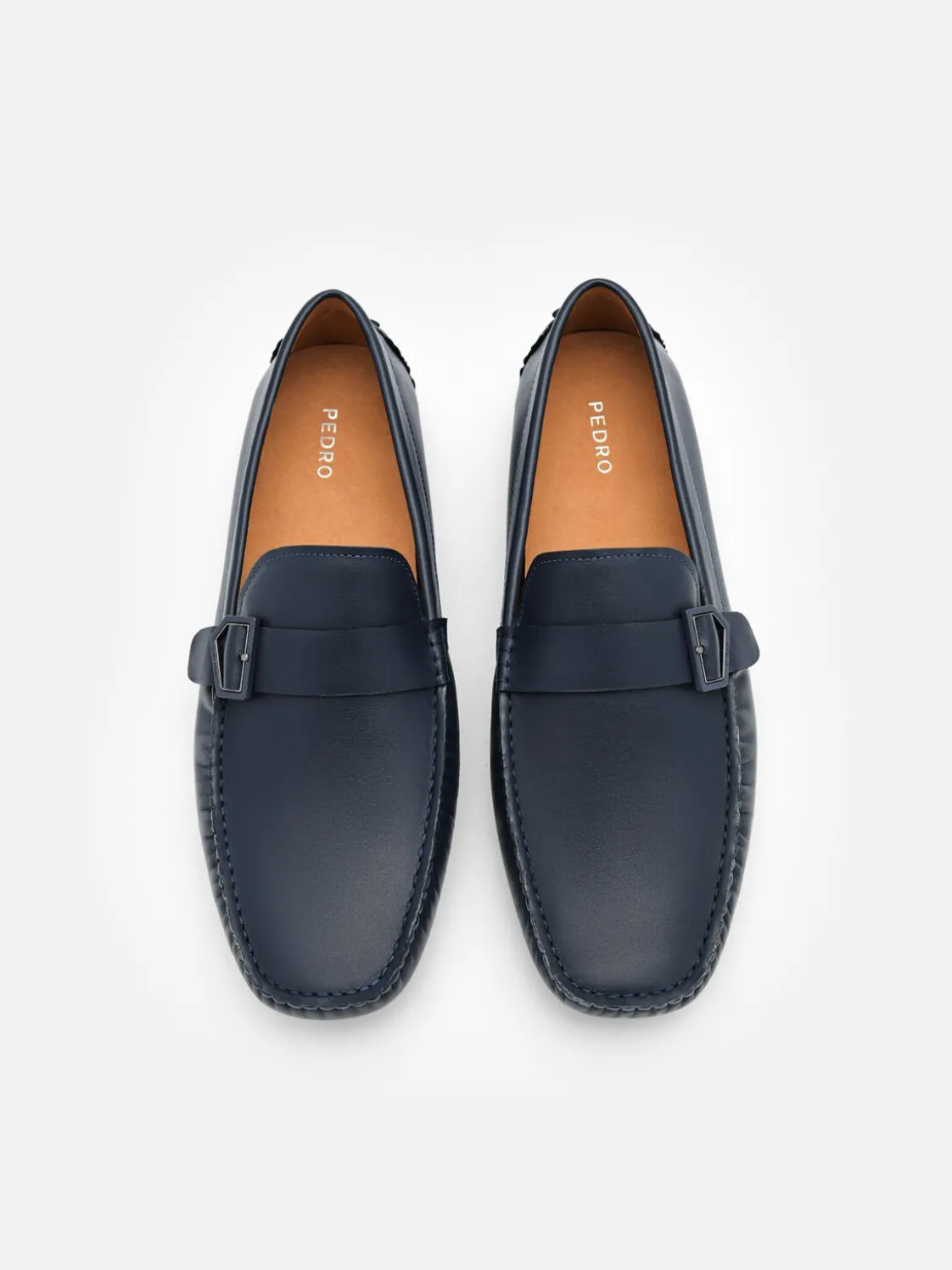 Taper Leather Driving Shoes - Navy