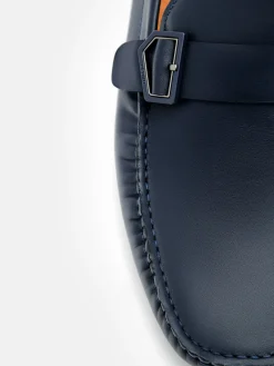 Taper Leather Driving Shoes - Navy