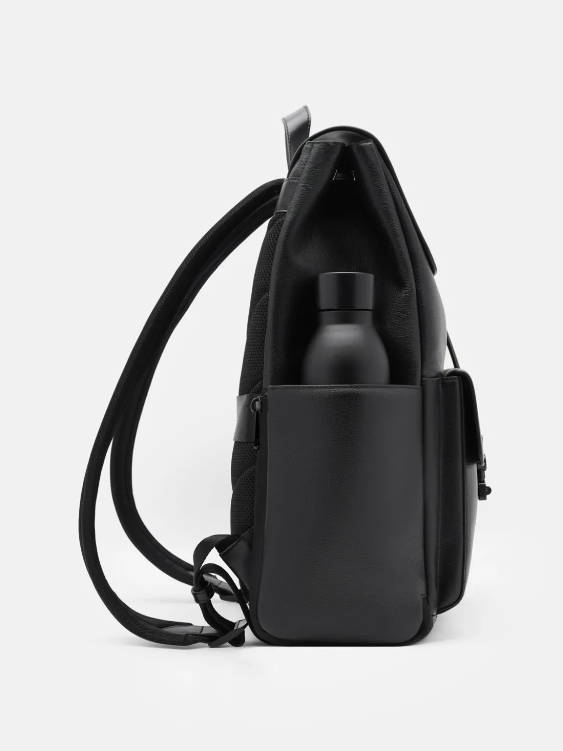 Tex Leather Backpack - Black Tumble