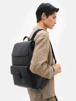 Tex Leather Backpack - Black Tumble