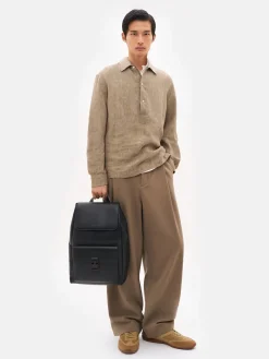 Tex Leather Backpack - Black Tumble