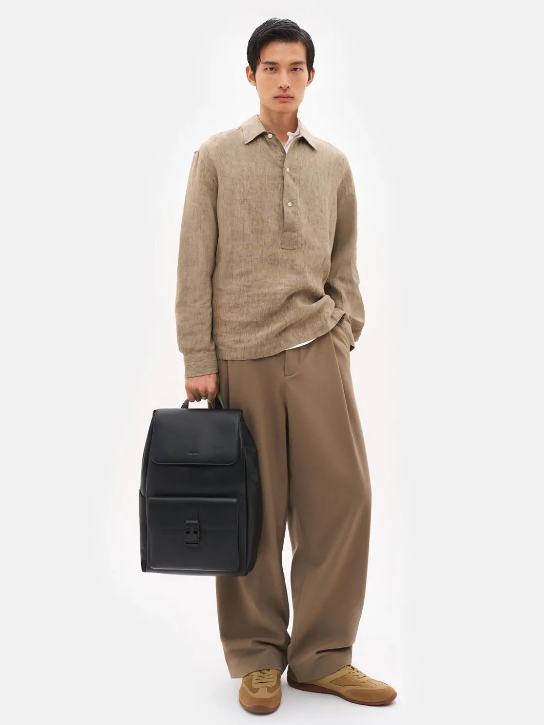 Tex Leather Backpack - Black Tumble