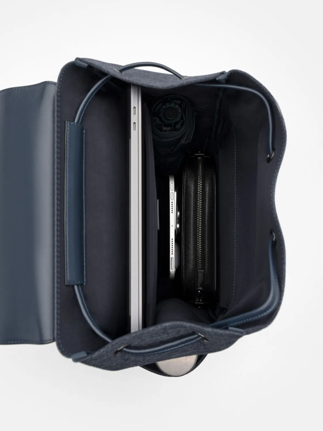 Tex Leather Backpack - Navy Fabric