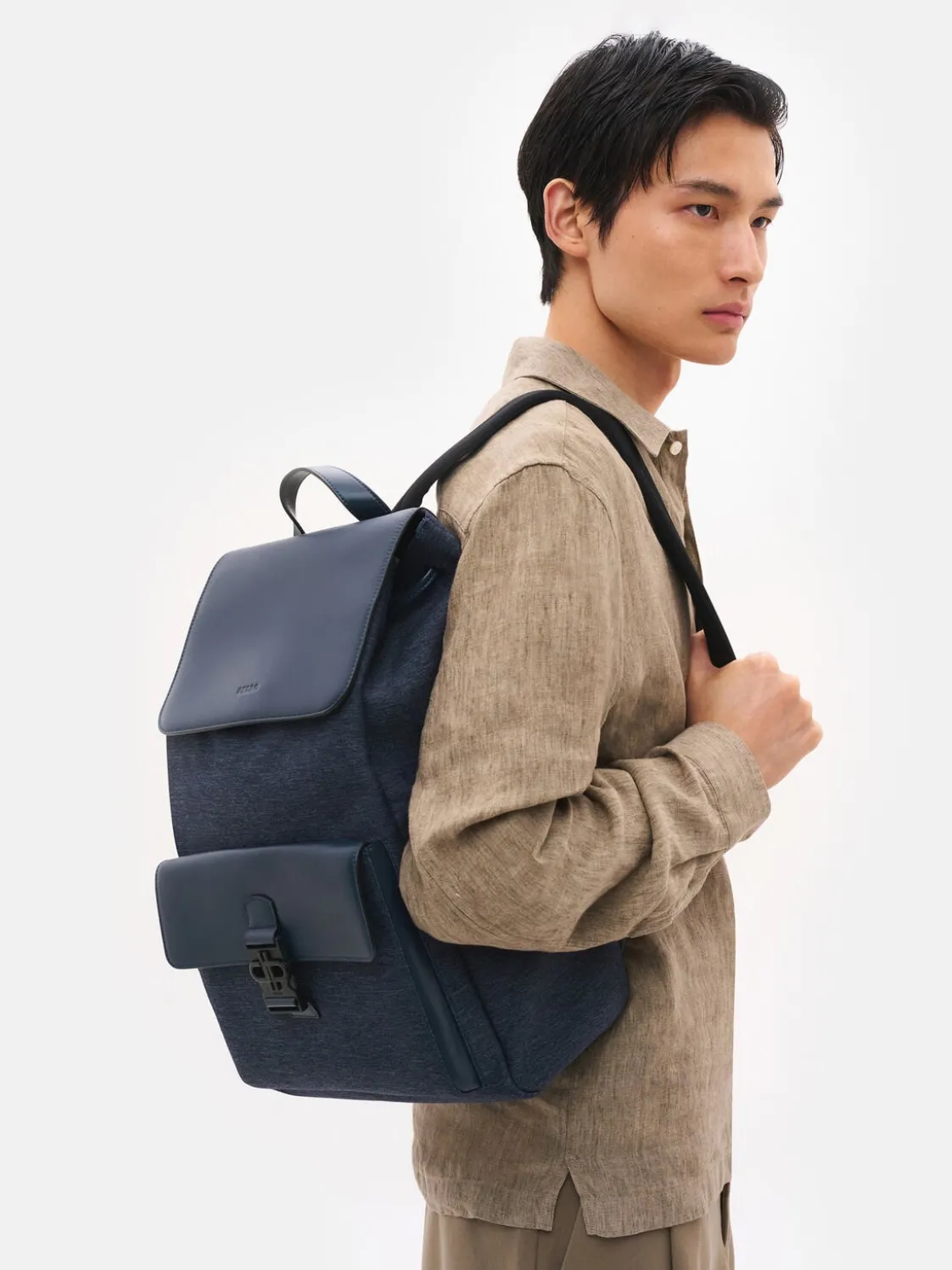 Tex Leather Backpack - Navy Fabric