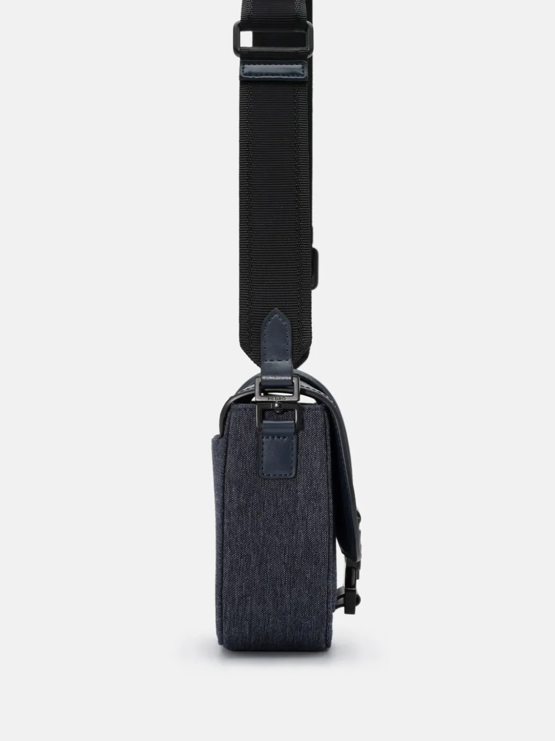 Tex Leather Crossbody Bag - Navy Fabric