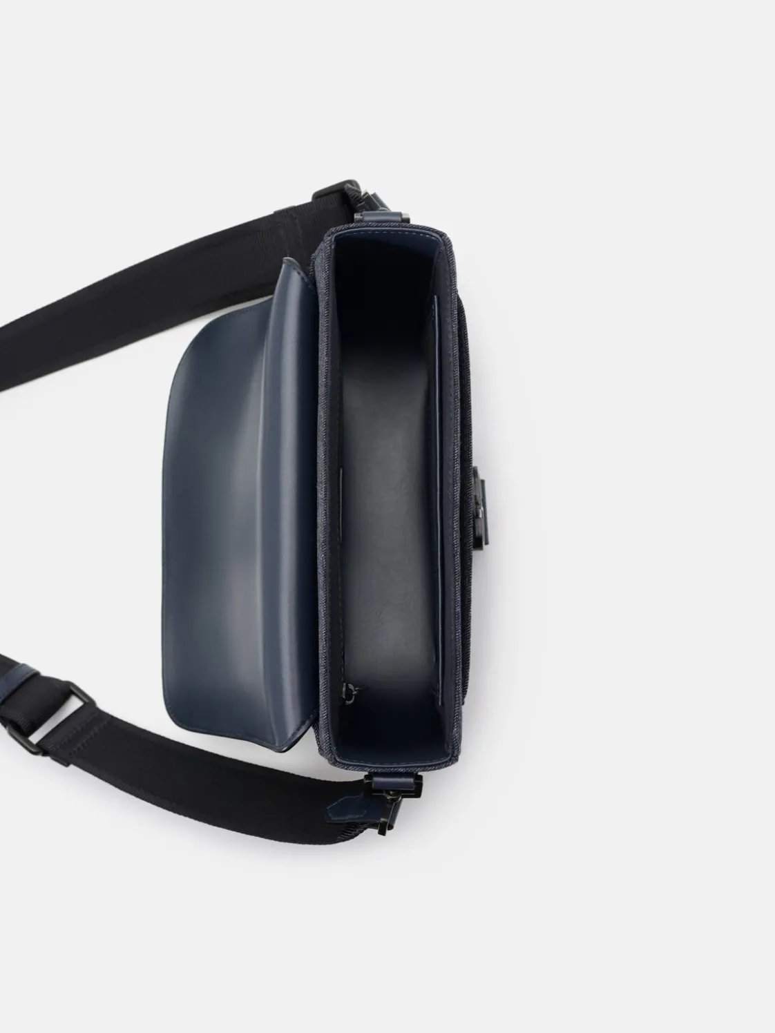 Tex Leather Crossbody Bag - Navy Fabric
