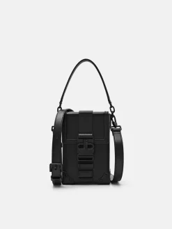 Tex Leather Crossbody Bag - Black Tumble