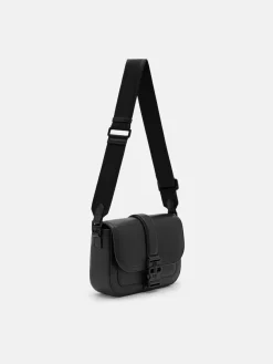 Tex Leather Crossbody Bag - Black Tumble