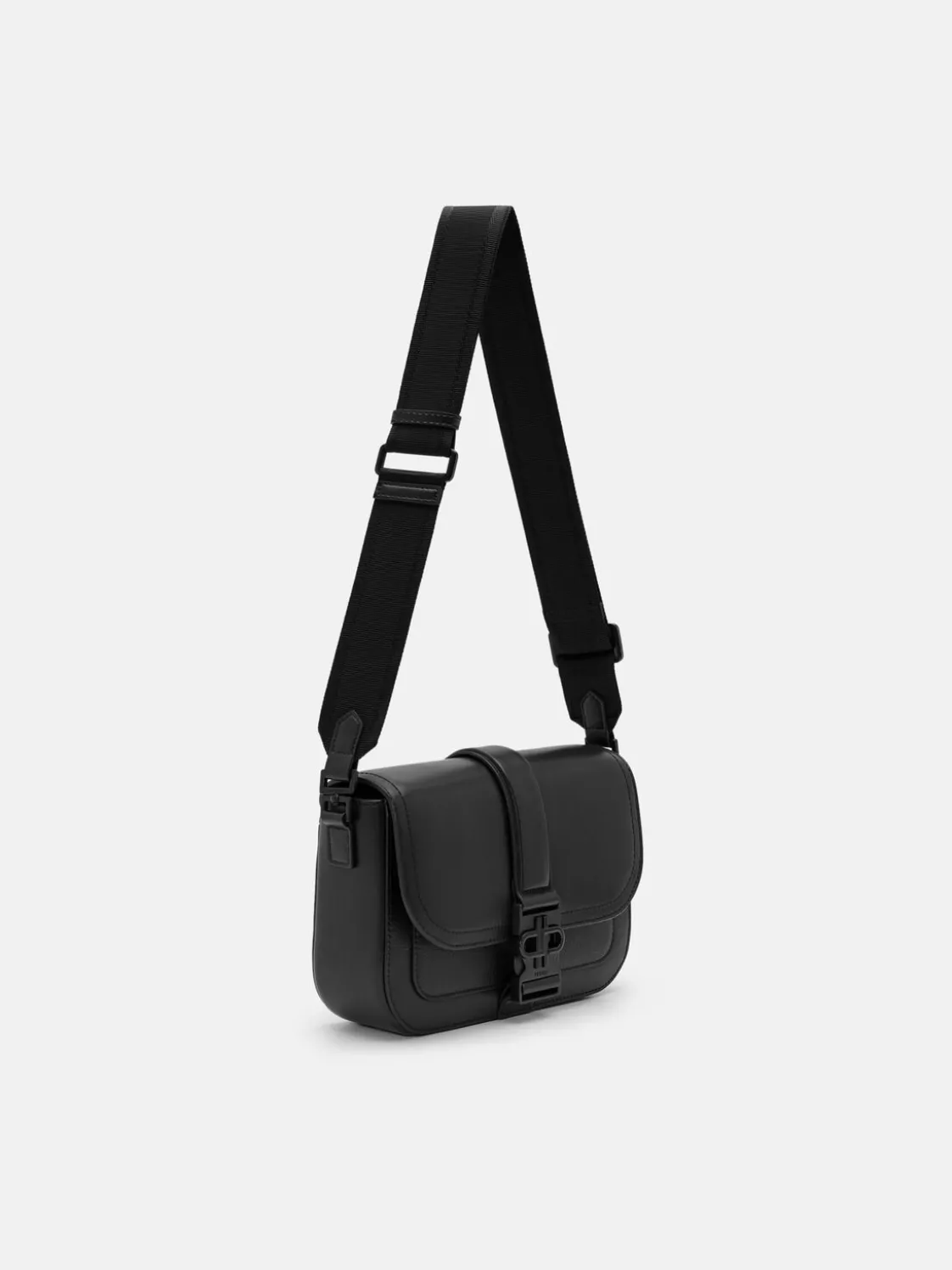 Tex Leather Crossbody Bag - Black Tumble