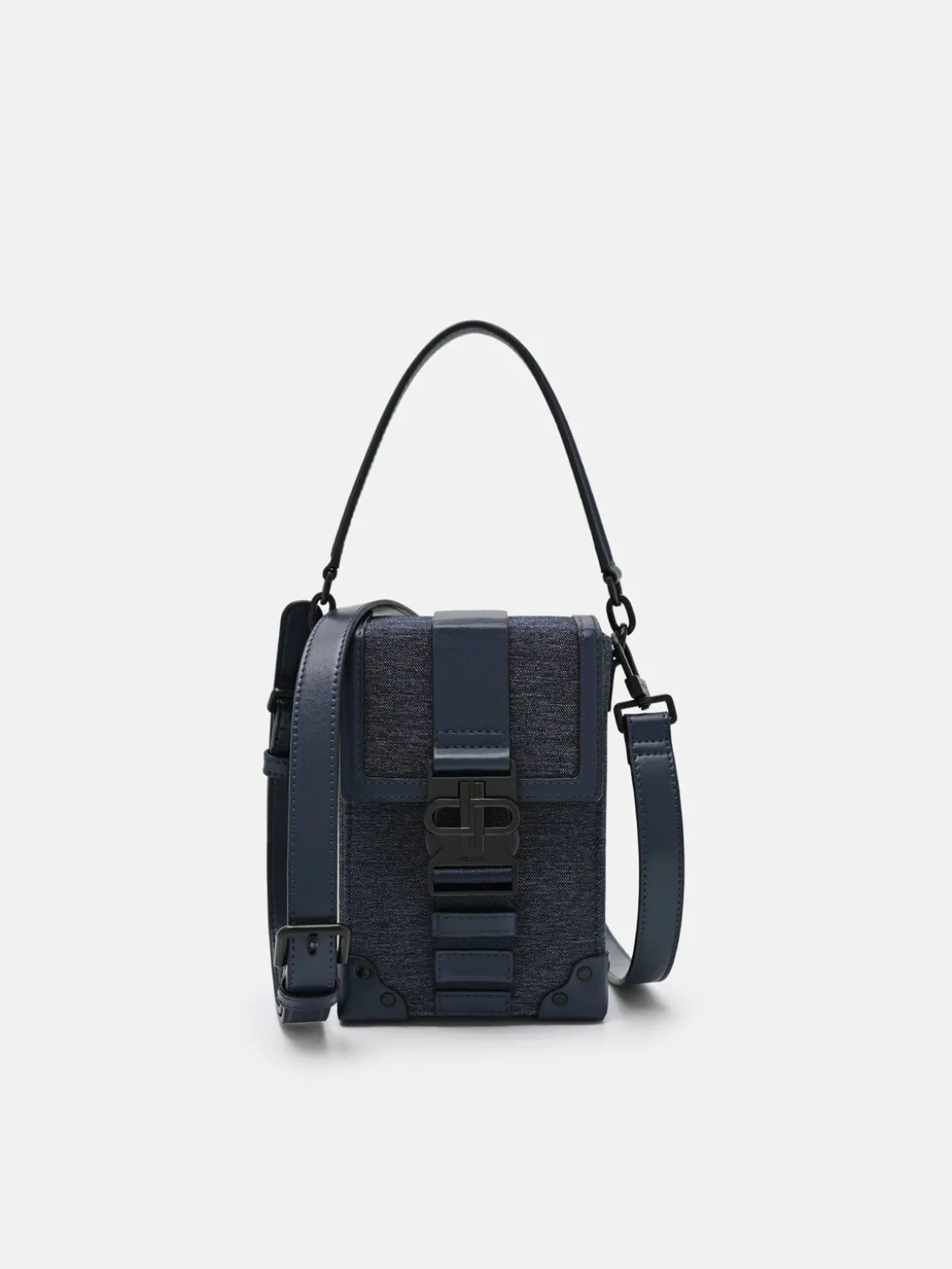 Tex Leather Crossbody Bag - Navy Fabric