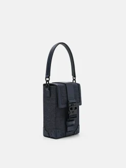 Tex Leather Crossbody Bag - Navy Fabric