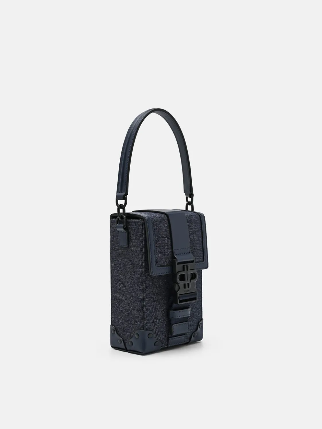 Tex Leather Crossbody Bag - Navy Fabric