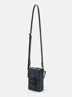 Tex Leather Crossbody Bag - Navy Fabric