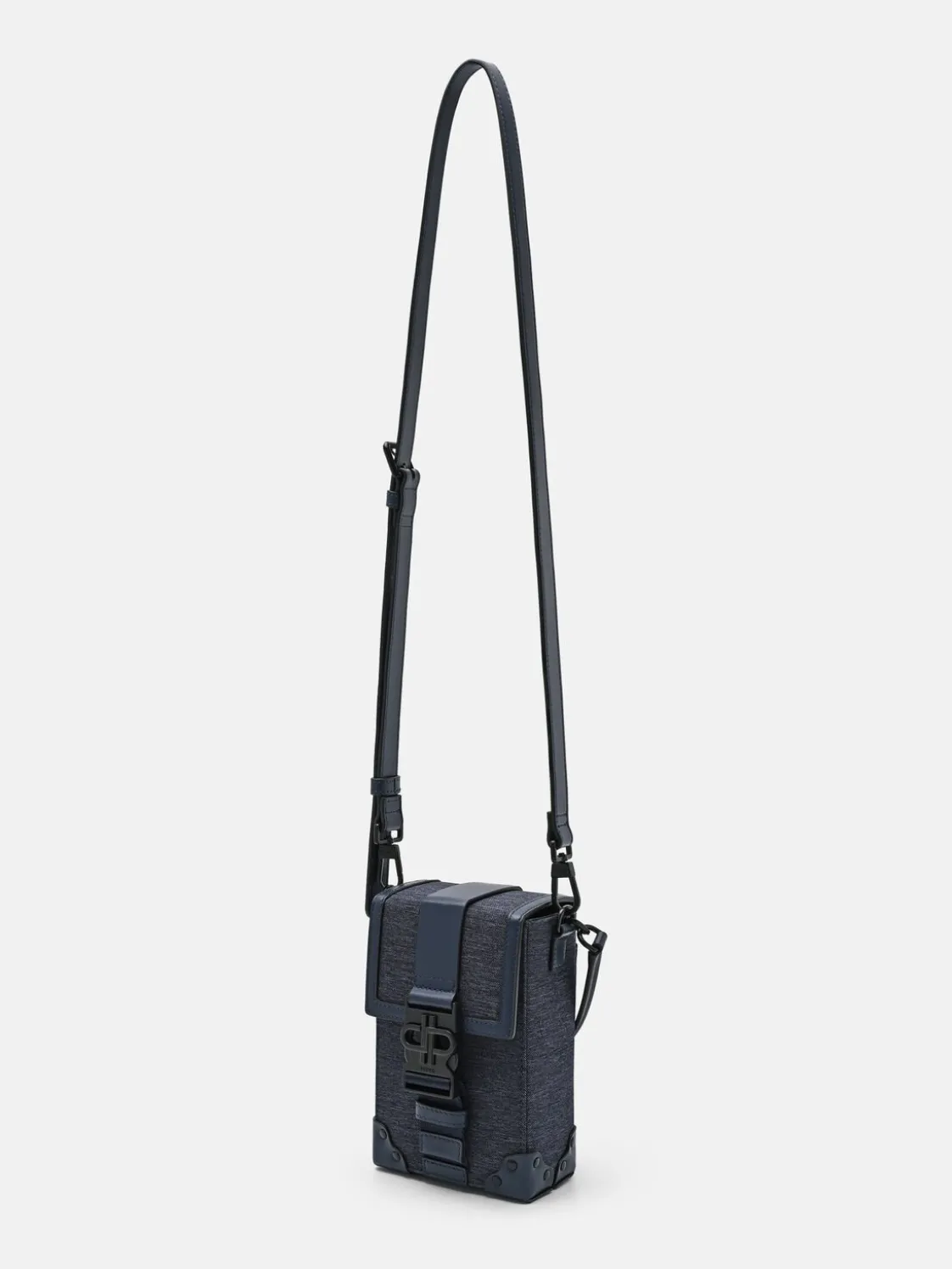 Tex Leather Crossbody Bag - Navy Fabric