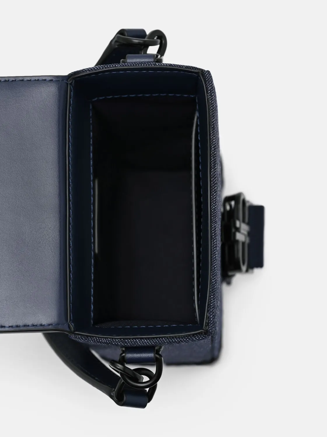 Tex Leather Crossbody Bag - Navy Fabric