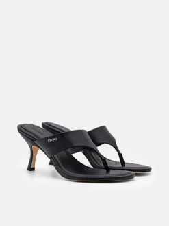 Thong Heel Sandals - Black